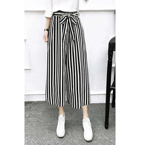 Womens Lady Wide Legs High Waist Casual Summer Autumn Solid Thin Pants Loose Culottes Trousers OL Ladies Career Long Trousers 201031