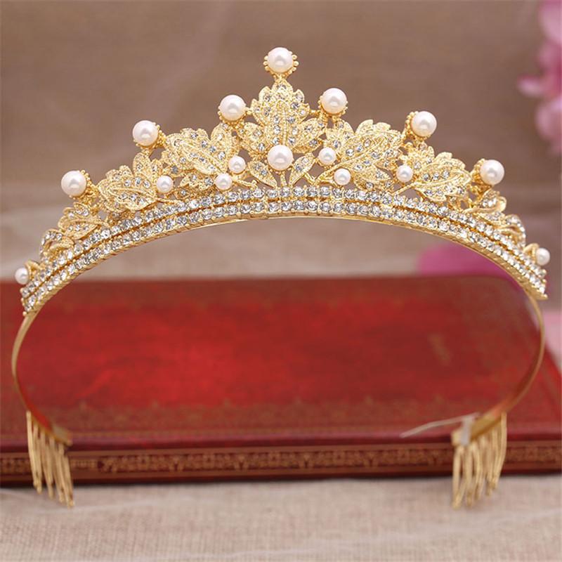 Gold pearl Queen Princess Wedding Tiara Hair combs Bride Crown Women Prom Hair Diadema Decoration Jewelry Accessories, Golden;silver
Gold pearl Queen Princess Wedding Tiara Hair combs Bride Crown Women Prom Hair Diadema Decoration Jewelry Accessories, Golden;silver