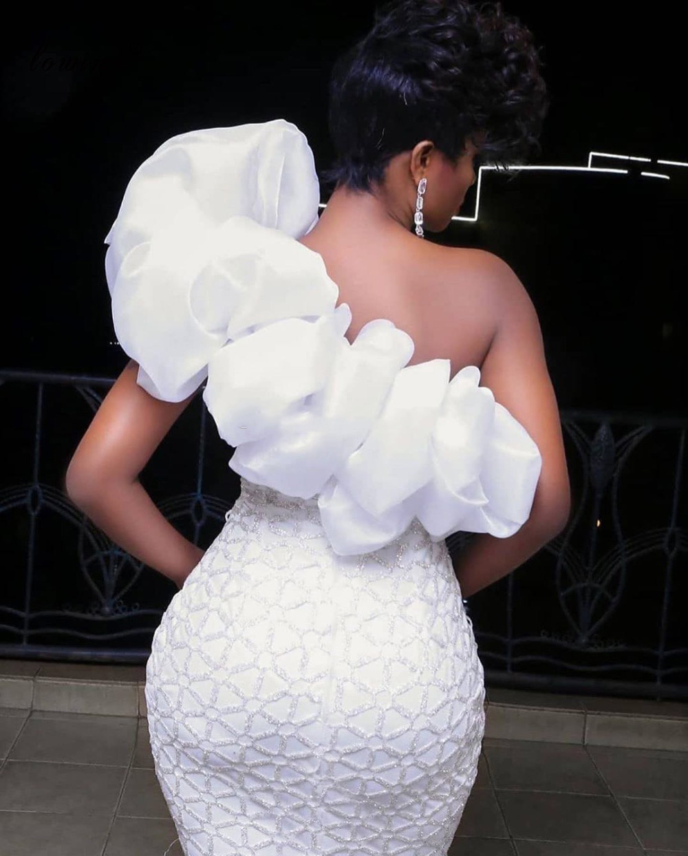 Elegant White Evening Dresses One Shoulder Mermaid Party Formal Haute Couture Grand Event Gowns