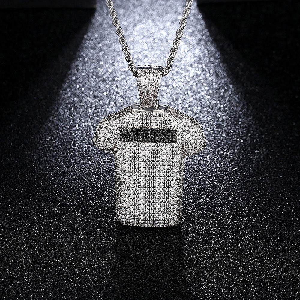 Hip Hop Full Zircon Shining Pendant Necklace Gold Plated Bling Mens Necklace Rap Jewelry Gold/Silver