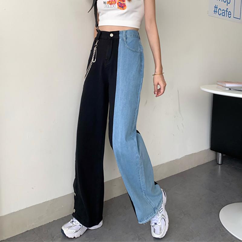 New Casual Women' Black and Blue Color Matching Denim Female High Waist Split-breasted Jeans Plus Size Straight Leg Pants Mujer, Only pants
New Casual Women' Black and Blue Color Matching Denim Female High Waist Split-breasted Jeans Plus Size Straight Leg Pants Mujer, Only pants