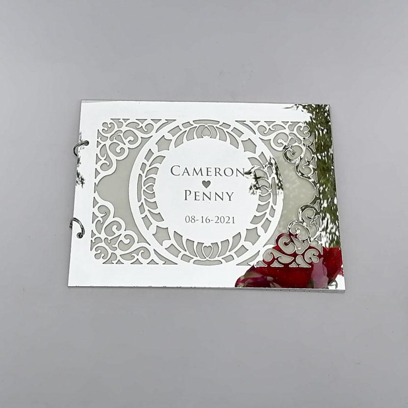 A5 Event & Party Decor Favor Gifts Custom Acrylic Mirror Wedding Party Signature Guest Book with White Blank Page Personalized