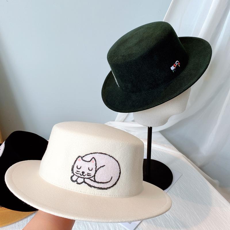 202008-dupian-cat new soft wool cute fedoras cap men women leisure panama jazz hat, Black
202008-dupian-cat new soft wool cute fedoras cap men women leisure panama jazz hat, Black