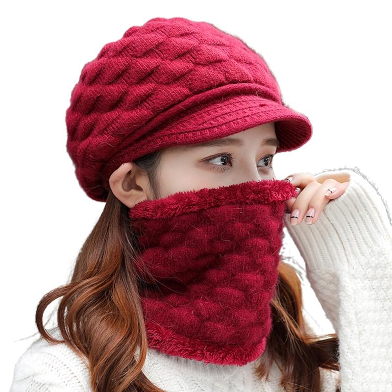 Women Winter 2 Piece Set Visor Brim Chunky Knit Beanie Hat with Circle Scarf Thicken Plush Lining Skullies Baseball Cap Stretch, Dpk
Women Winter 2 Piece Set Visor Brim Chunky Knit Beanie Hat with Circle Scarf Thicken Plush Lining Skullies Baseball Cap Stretch, Dpk