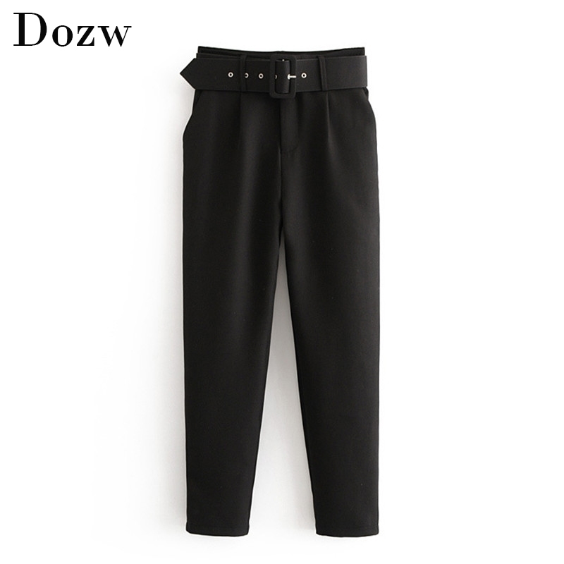 Office Lady Black Suit Pants with Belt Women High Waist Solid Long Trousers Fashion Pockets Pants Trousers Pantalones 201031
Office Lady Black Suit Pants with Belt Women High Waist Solid Long Trousers Fashion Pockets Pants Trousers Pantalones 201031