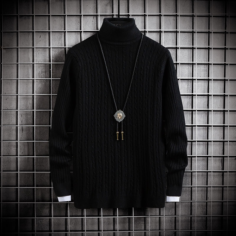 Turtleneck slim sweater men autumn winter kintted pullovers mens wool warm sweaters o-neck solid color knitwears streetwear 201211