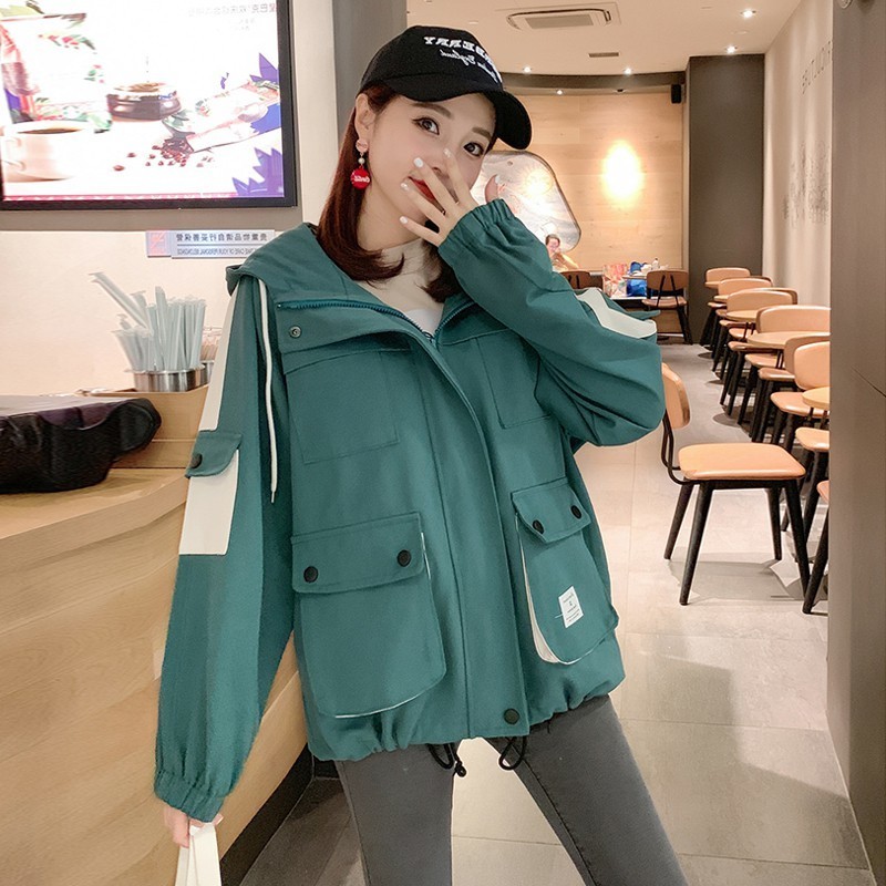 ZQLZ Spring Harajuku Spring Jackets Coats Women Casual Hooded Black Overcoat Female Plus Size Autumn Coat Mujer 201029