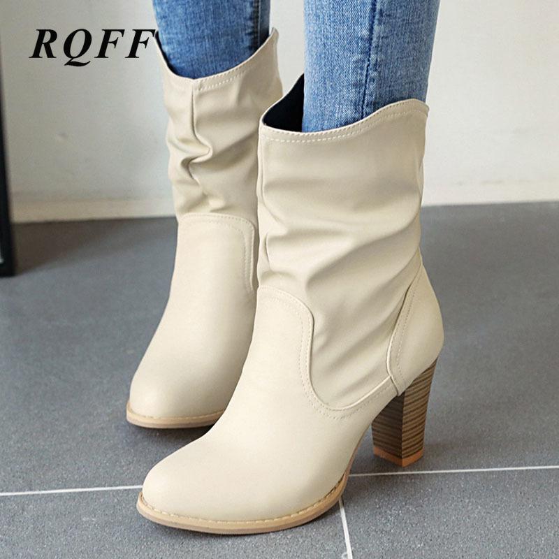 New Boots Women Winter Autumn Plus Size 33-46 Mid Calf Boot Pu Leather Round Toe Square Block Heel Woman Shoes Beige Black Brown
New Boots Women Winter Autumn Plus Size 33-46 Mid Calf Boot Pu Leather Round Toe Square Block Heel Woman Shoes Beige Black Brown