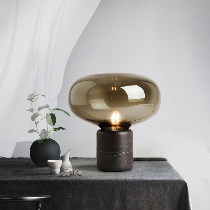 Sleek Postmodern Style Bedroom Table Lamp with Marbled Effect and E27 Compatibility Ideal for Modern Interiors