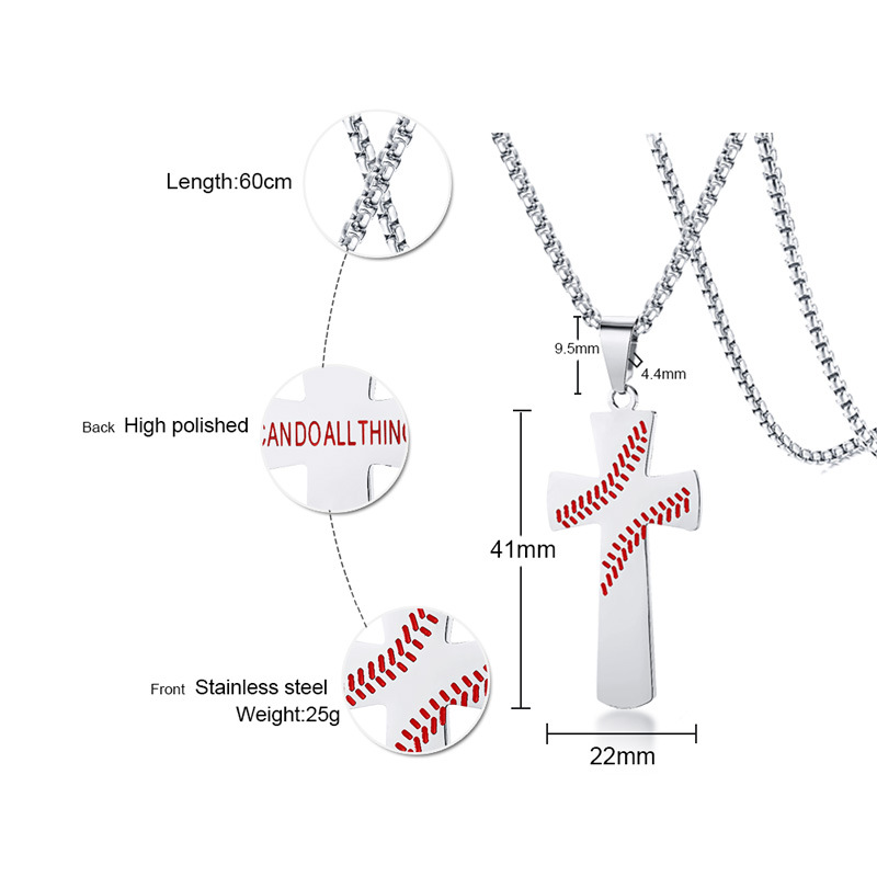 Baseball Cross Necklace Men Pendant Pendant Hip Hop jewelry Rap Style Pendant Party Favor 3 Colors