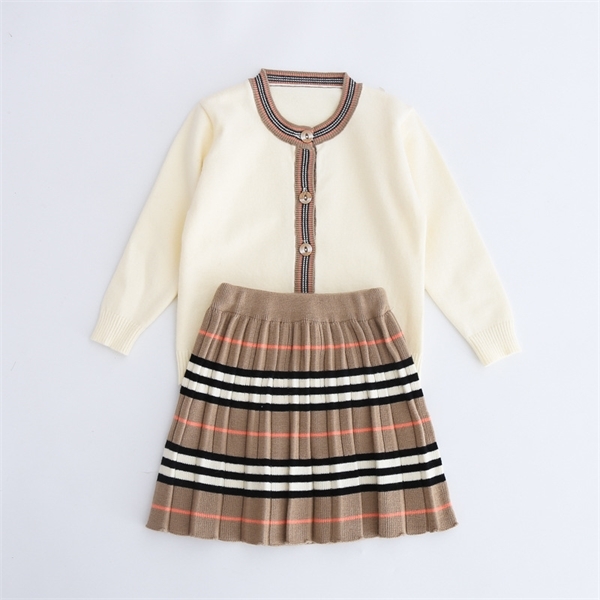 2021 Autumn New Arrival Girls Fashion Knitted 2 Pieces Sets Sweater Coat skirt Girl Boutique Outfits Baby Girl Winter Clothes Y0420
