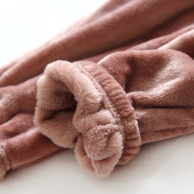 Fall Winter Pants Bottoms For Couples Warm Thick Coral Fleece Sleep Pants Soft Pajamas For Men Women Plus Velvet Trousers 201016