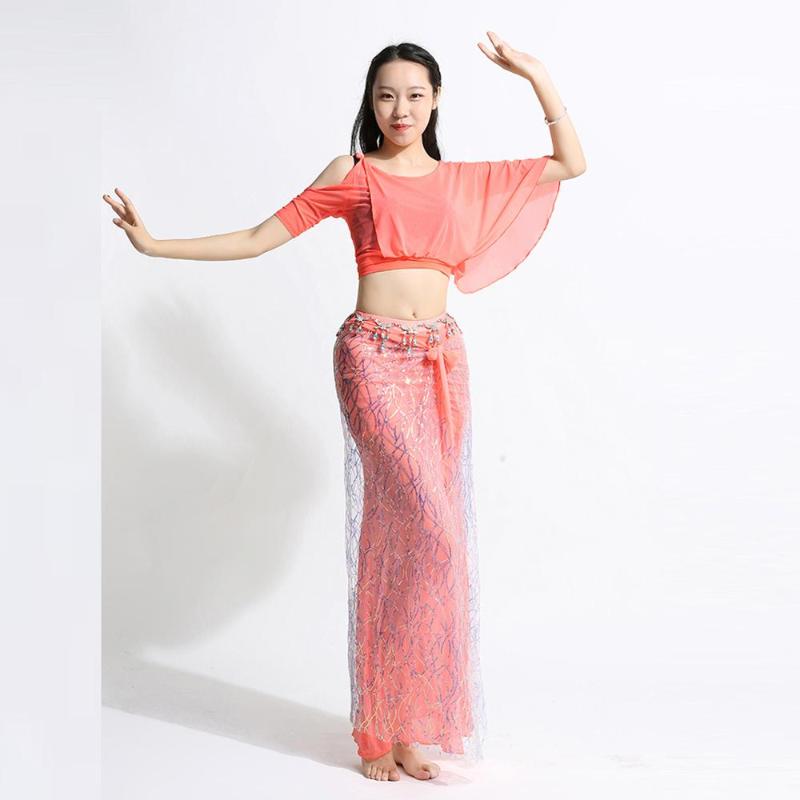Belly dance costume oriental dance costume sequined mesh bat sleeve long skirt belly suit women adult practice clothes, Orange
Belly dance costume oriental dance costume sequined mesh bat sleeve long skirt belly suit women adult practice clothes, Orange