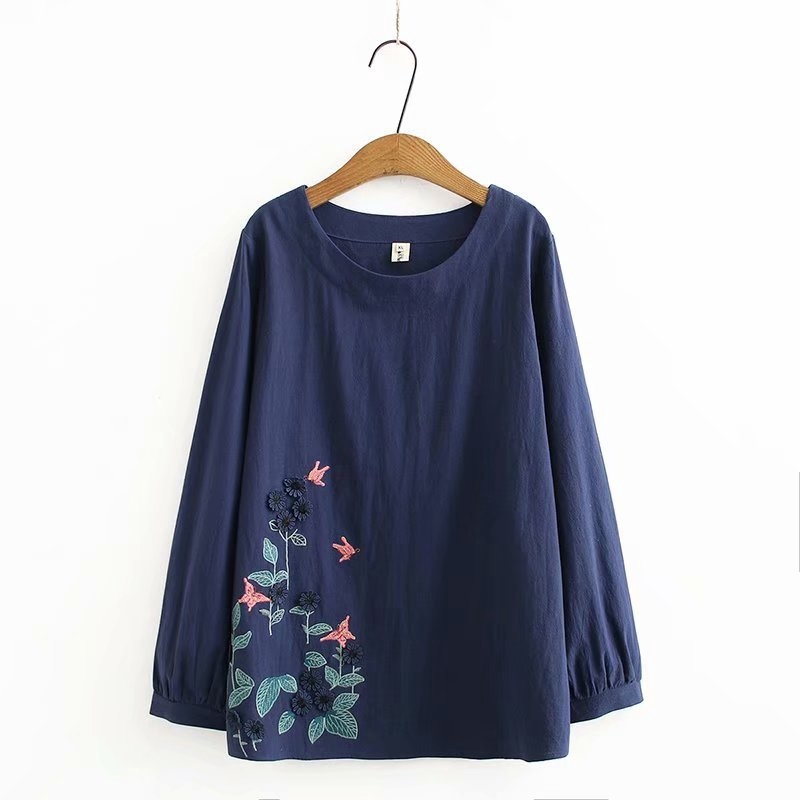 Muslimah More Tops Complete Female Cotton T-shirts Vintage Floral Embroidery Big Size Top Shirts E7s4, Navy blue
Muslimah More Tops Complete Female Cotton T-shirts Vintage Floral Embroidery Big Size Top Shirts E7s4, Navy blue