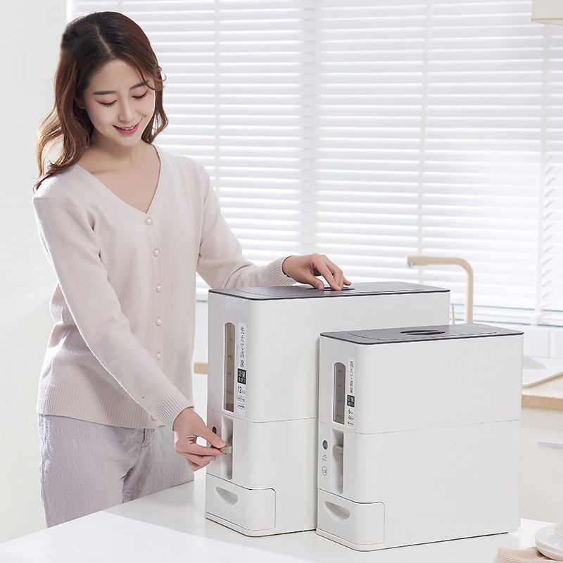 Measurable Sealed Rice Storage Box Food Plastic Containers Cereal Grains Beans Flour Jars Moisture-Proof Bucket Kitchen Items 201030