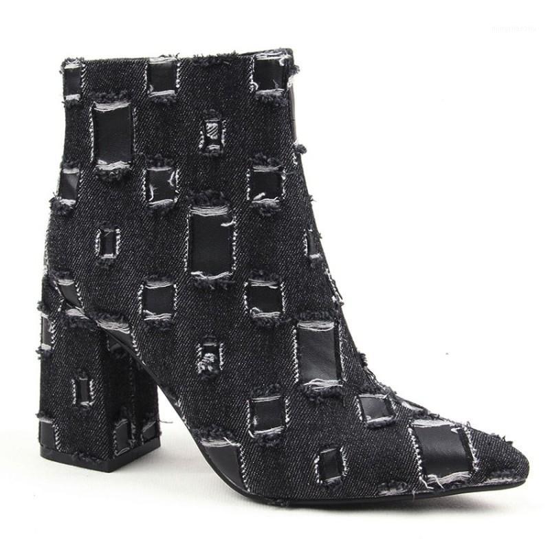 US4-11 Womens Pointed Toe Denim Jeans Ripped Ankle Boots Chunky High Heel Side Zip Shoes Plus Size Black C4881
US4-11 Womens Pointed Toe Denim Jeans Ripped Ankle Boots Chunky High Heel Side Zip Shoes Plus Size Black C4881