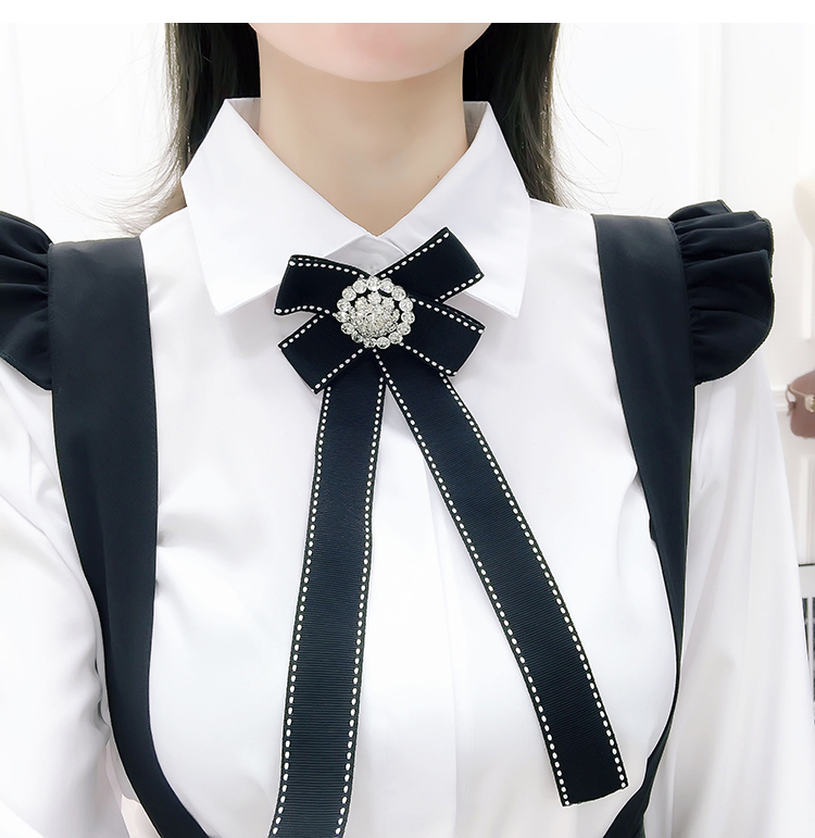 Preppy Style Suspender Skirt Two piece set Women Autumn New White Shirt and Strap Skirt Student Outfits Free Diamond Bow T200325