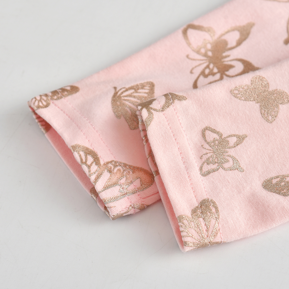 VIKITA Kids Cotton Clothing Sets for Girl Children Fox Sequins Cartoon T Shirt and Butterfly Print Trousers Girl Autumn ClothingX1019
