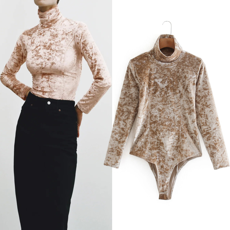 2021 New Autumn Winter Velvet Bodysuit Women Top Fashion High Neck Long Sleeve Vintage Elegant Ladies Slim Sexy Bodysuits Nb0u, Khaki
2021 New Autumn Winter Velvet Bodysuit Women Top Fashion High Neck Long Sleeve Vintage Elegant Ladies Slim Sexy Bodysuits Nb0u, Khaki