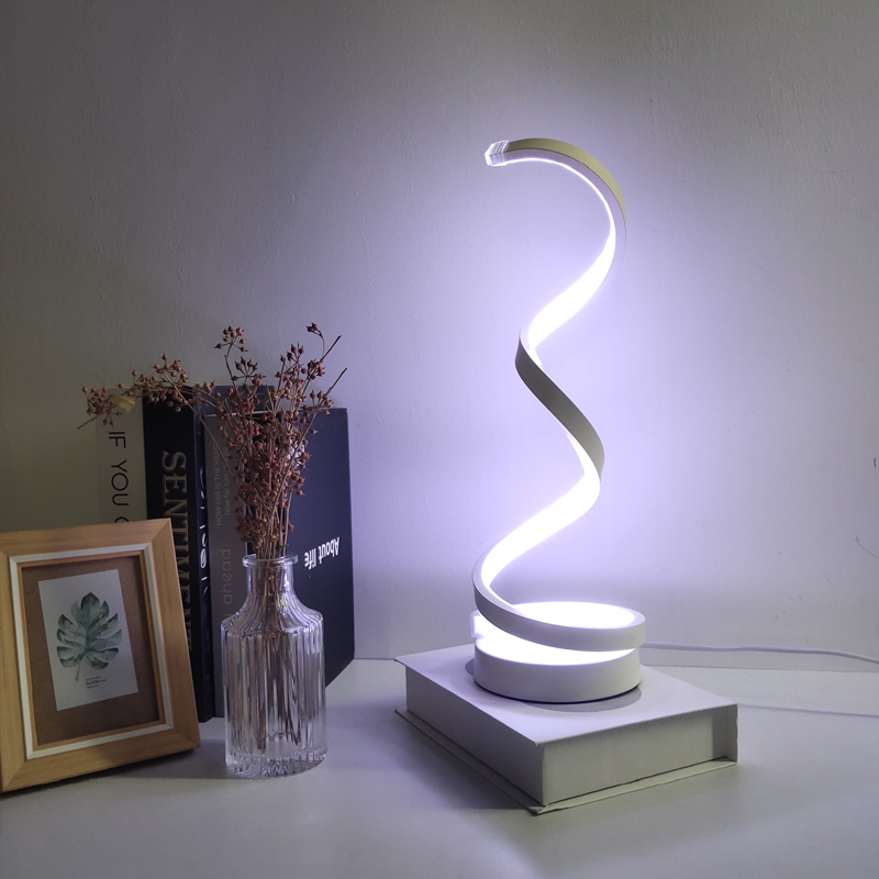 Remote Controlled Spiral LED Table Lamp in Warm White - Versatile Bedside & Desk Decor Light