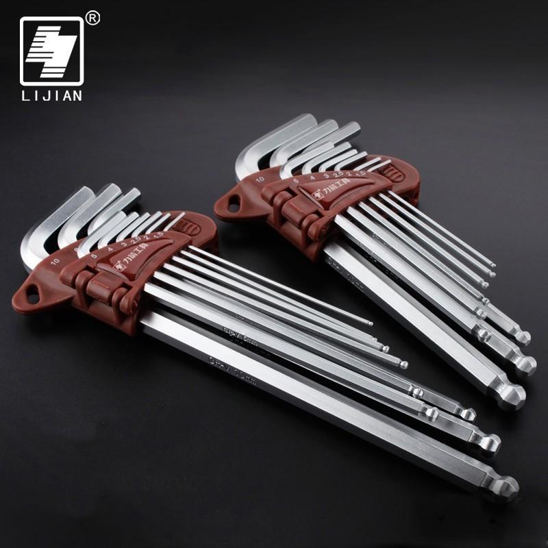 LIJIAN 9pcs 1.5mm - 10mm Hexagon Allen Key Wrench Tools set Matte Chrome Ball End Spanner set Screwdriver Tool Kit
LIJIAN 9pcs 1.5mm - 10mm Hexagon Allen Key Wrench Tools set Matte Chrome Ball End Spanner set Screwdriver Tool Kit