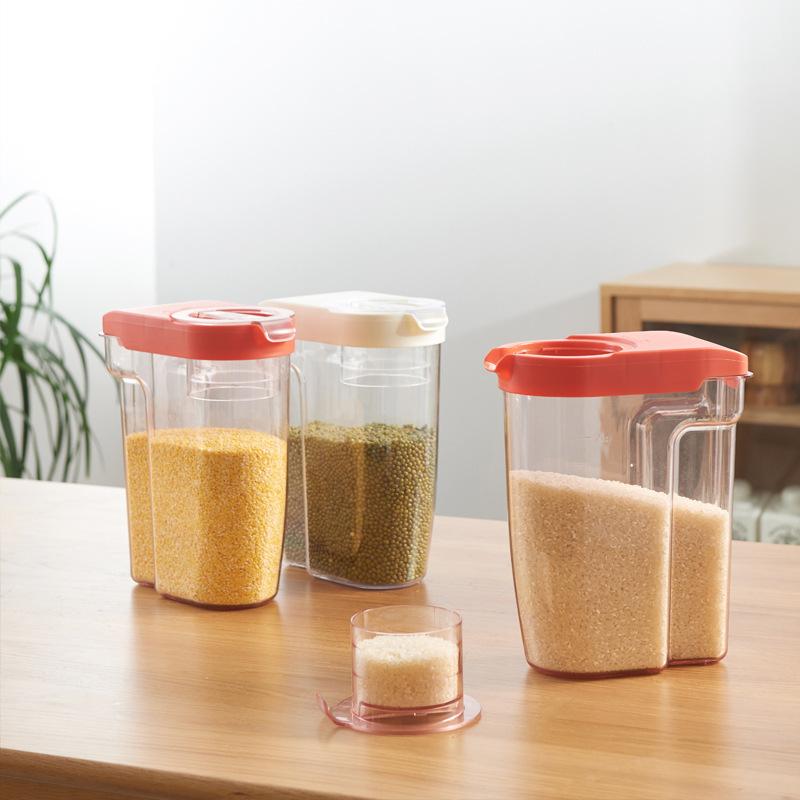 Kitchen Cereals Sealed Jar with Measuring Cup Plastic Storage Organizer Transparent Container for Rice Beans - 1.5~2KG
Kitchen Cereals Sealed Jar with Measuring Cup Plastic Storage Organizer Transparent Container for Rice Beans - 1.5~2KG