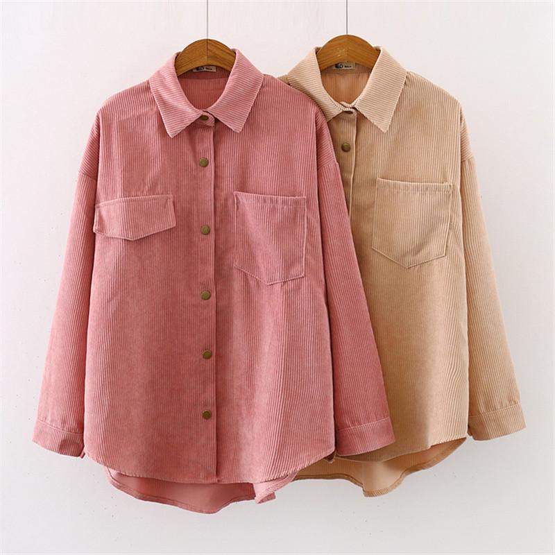 New Women Corduroy Blouse Vintage Long Sleeve Turn-Down Collar Loose Tops 2020 Casual Solid Korean Pocket Shirt, Jnj8152apricot
New Women Corduroy Blouse Vintage Long Sleeve Turn-Down Collar Loose Tops 2020 Casual Solid Korean Pocket Shirt, Jnj8152apricot