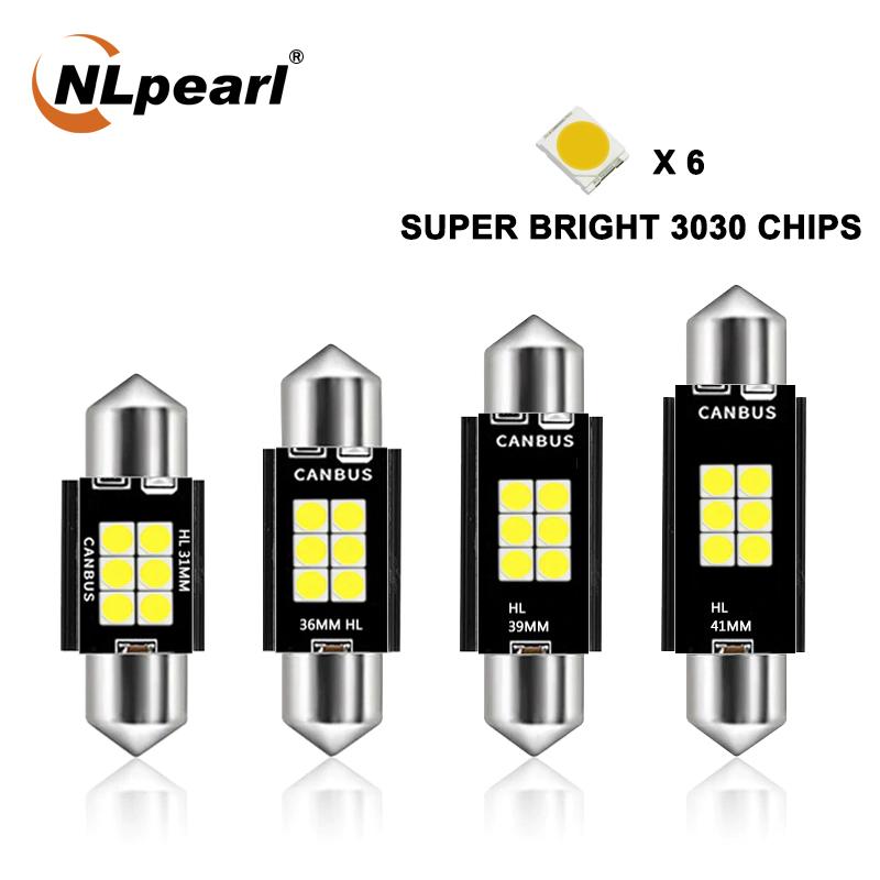 

NLpearl 2x Signal Lamp C5W Led Canbus C10W Led 31mm 36mm 39mm 41mm Festoon Car Interior Dome Reading Light License Plate Lamp, As pic