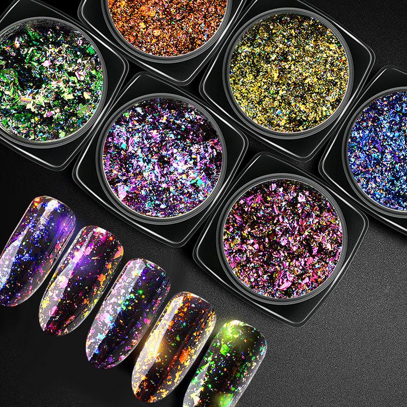 Top-Grade Galaxy Holo Flakes 0.2g/box Laser Bling Rainbow Flecks Chrome Magic Effect Irregular Nail Art Glitter Powders
Top-Grade Galaxy Holo Flakes 0.2g/box Laser Bling Rainbow Flecks Chrome Magic Effect Irregular Nail Art Glitter Powders