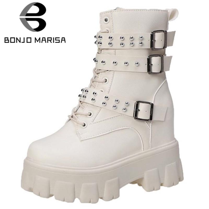 BONJOMARISA Female Fashion Punk Ankle Mortocycle Boots Platform Brand Buckle Wedges Lace Up Boots Women Winter Shoes Woman, White
BONJOMARISA Female Fashion Punk Ankle Mortocycle Boots Platform Brand Buckle Wedges Lace Up Boots Women Winter Shoes Woman, White