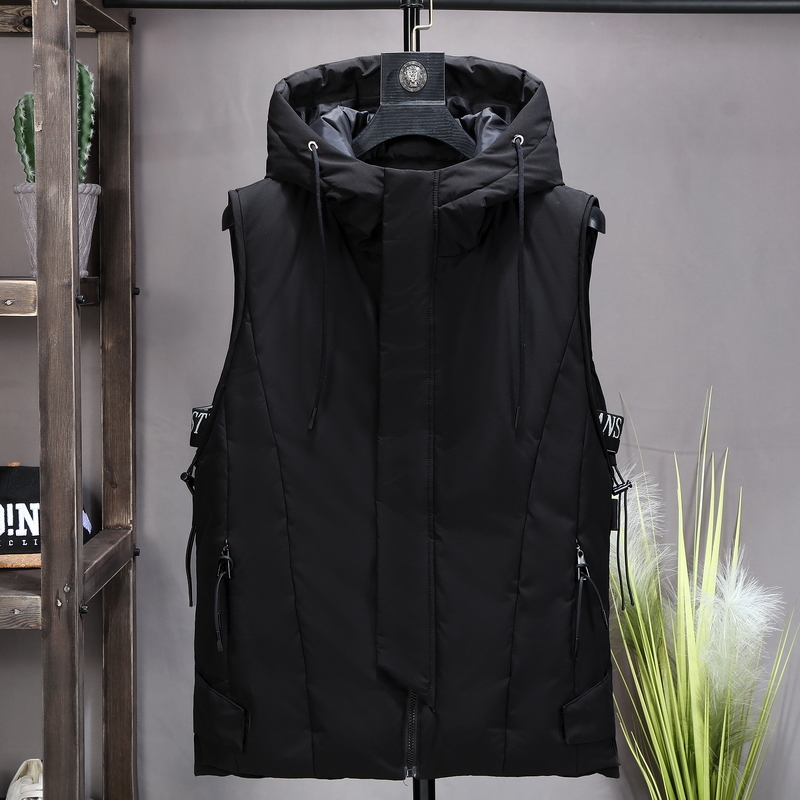 New Thicken White Duck Down Vest Men Winter Waterproof Warm Hooded Big Pockets Sleeveless Coat Plus Size 4XL 5XL 6XL 201223