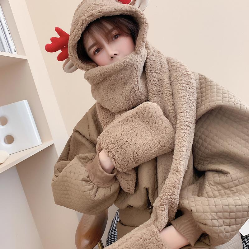 Winter Scarf Hat Imitation Lamb Wool Wool Gloves Christmas Cute Antler Scarf Christmas Gift Ears Plush Warm Hats
Winter Scarf Hat Imitation Lamb Wool Wool Gloves Christmas Cute Antler Scarf Christmas Gift Ears Plush Warm Hats