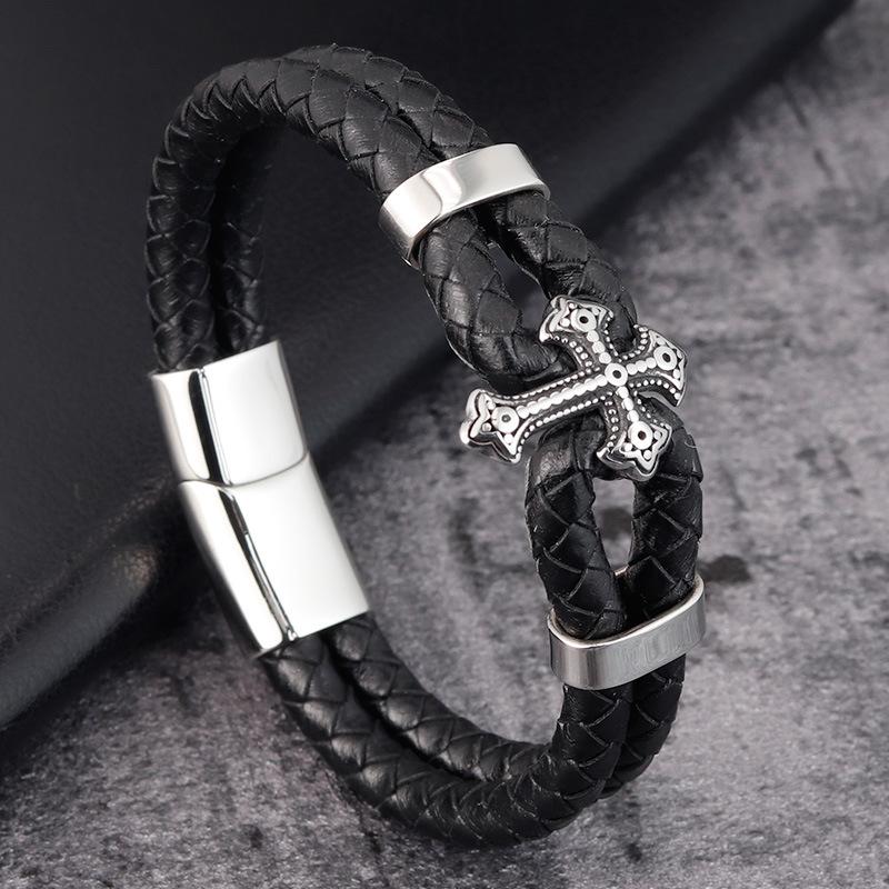 Double Leather Jewelry Hand Woven Cross Men's Leather Bracelet Stainless Steel Magnetic Buckle 2020 Jewelry Wholesale
Double Leather Jewelry Hand Woven Cross Men's Leather Bracelet Stainless Steel Magnetic Buckle 2020 Jewelry Wholesale