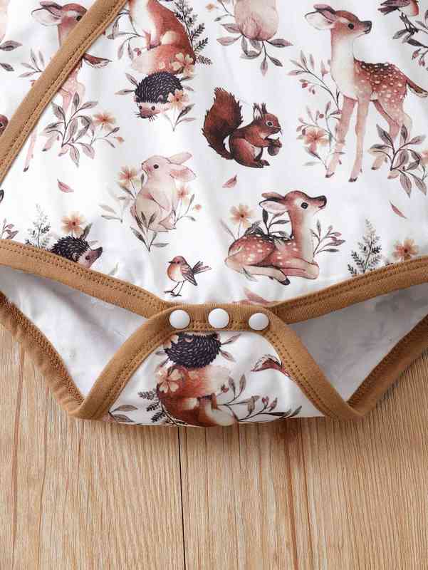 Baby Cartoon Graphic Contrast Binding Bodysuit weatpants SHE