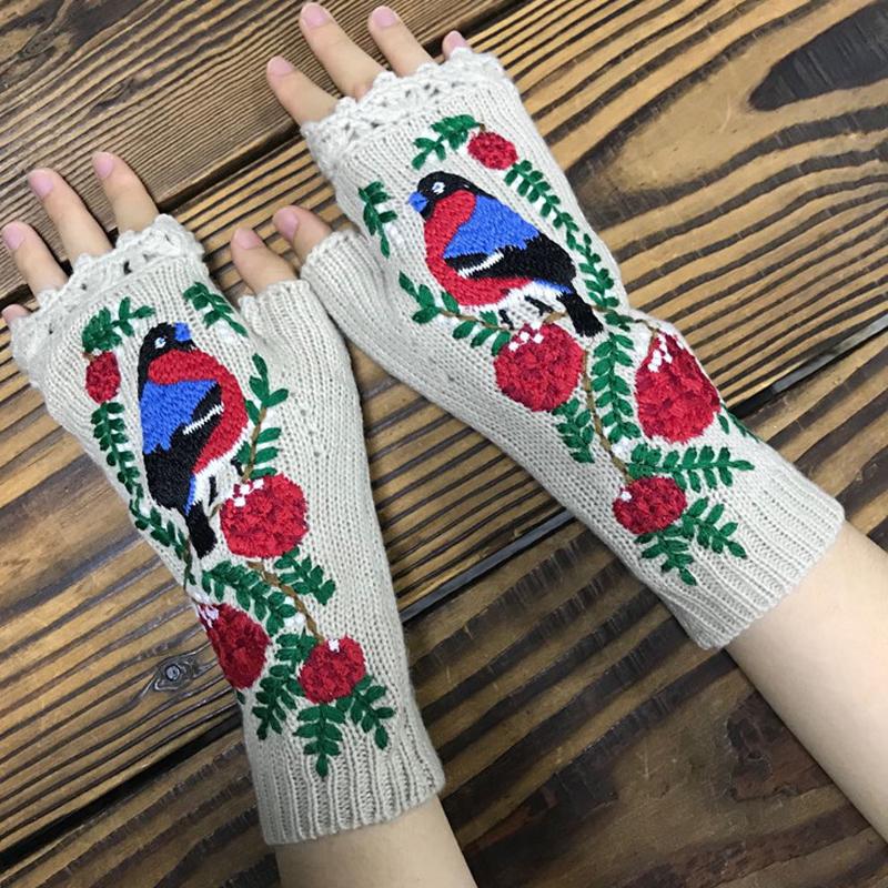 Women Spring Autumn Knitted Embroidery Hand Gloves Floret Bird Fingerless Mittens Cute Half Finger Ladies Gloves
Women Spring Autumn Knitted Embroidery Hand Gloves Floret Bird Fingerless Mittens Cute Half Finger Ladies Gloves