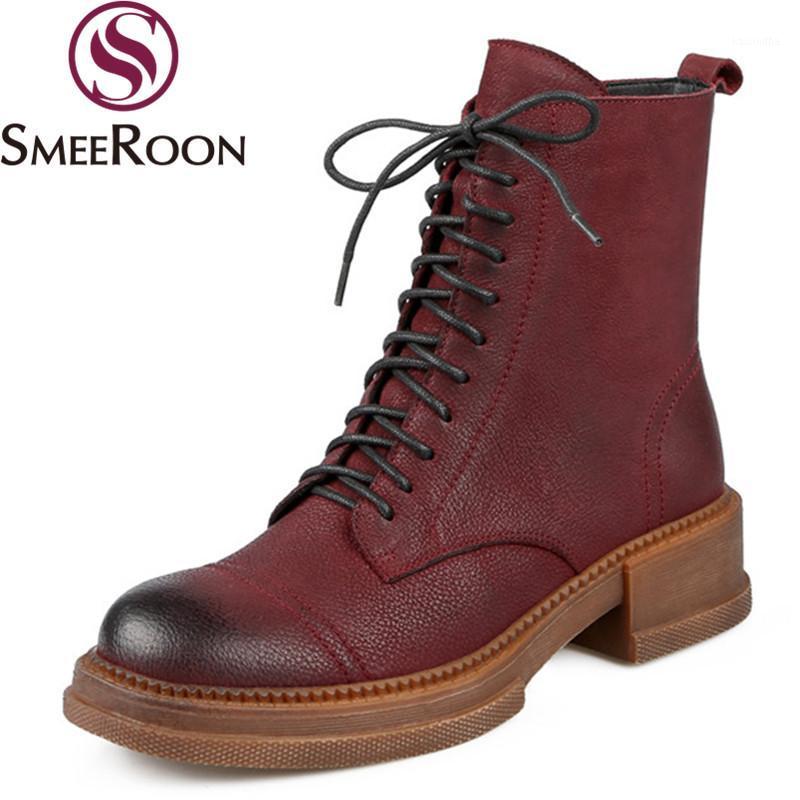 Smeeroon 2021 New Arrival Fashion Ankle Boots Genuine Leather Boots Low Heel Round Toe Autumn Winter Women Black Brown1 
Smeeroon 2021 New Arrival Fashion Ankle Boots Genuine Leather Boots Low Heel Round Toe Autumn Winter Women Black Brown1