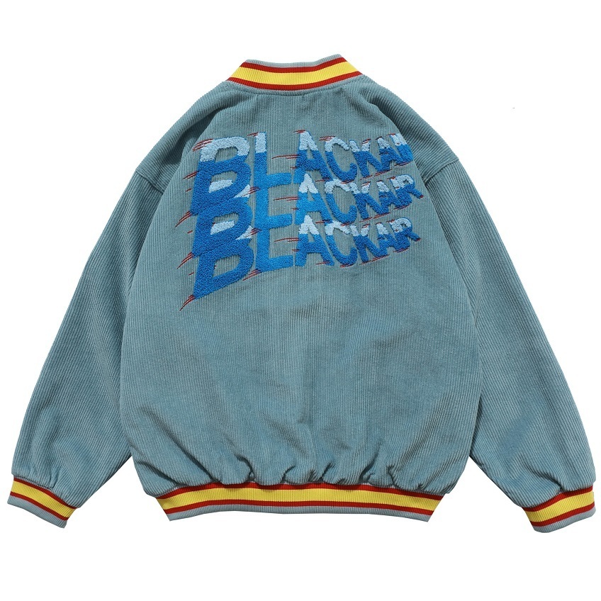 Harajuku corduroys V-Neck Baseball Jacket Men Towel embroidery Casual Hip Hop Mens cotton Jacket Fashion Coat Streetwear tops 201118