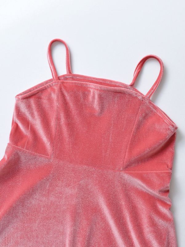 Girls Solid Velvet Cami Dress SHE