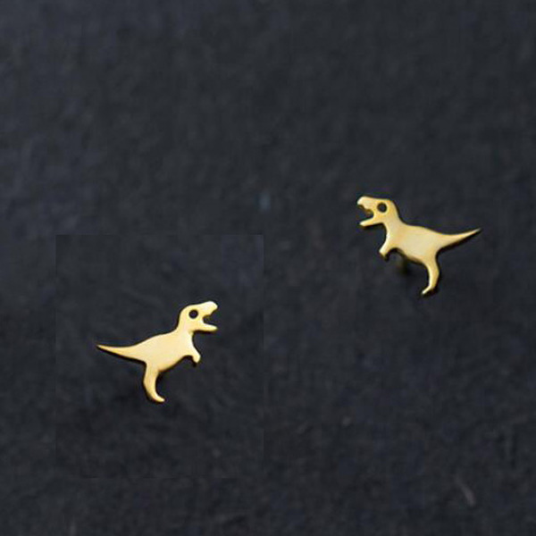 Small Dinosaur Stud Earrings 925 Sterling Silver Jewelry Fashion Cute Gift For Girls Kids Lady