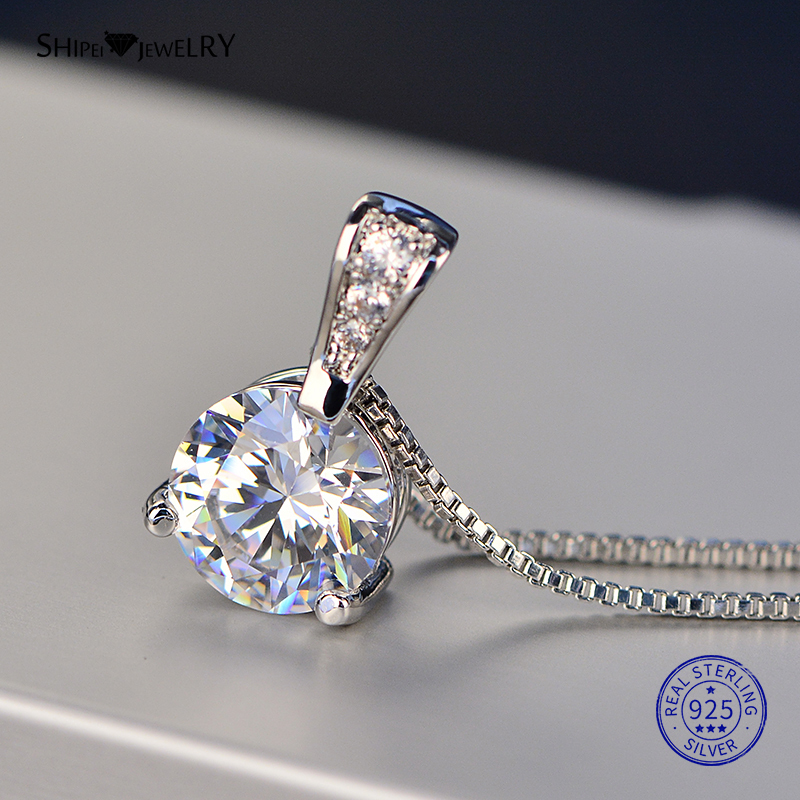 Shipei 925 Sterling Silver Necklace for Women Fine Jewelry Heart and Arrows Created Moissanite Pendant Necklace Birthday Gift LJ201009