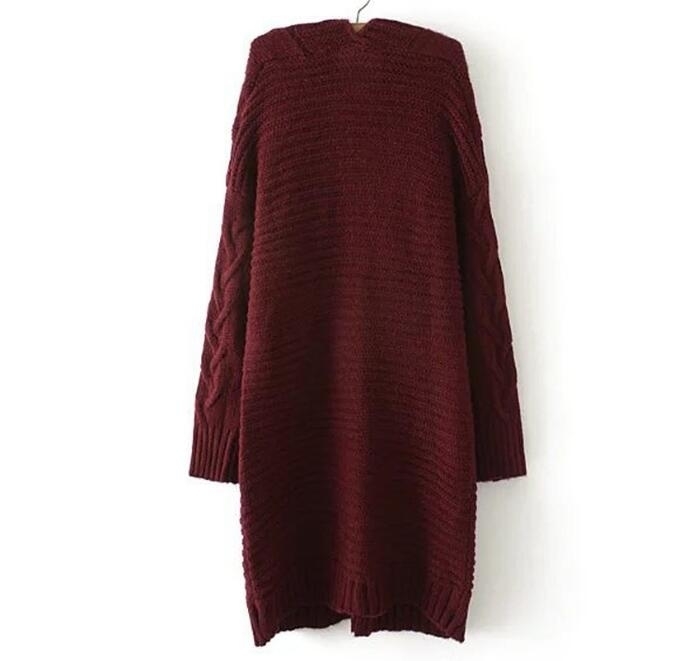 2019 Winter Women Oversize Knitting Long Cardigan with Pockets Loose Causal Twist Knit Sweaters Coat T200319