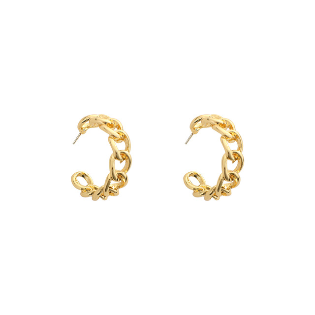 Trendy Hoop Earrings for Women Gold Color Link Chain C Shape Circle Earrings Anniversary Present Elegant Jewelry for Wife
Trendy Hoop Earrings for Women Gold Color Link Chain C Shape Circle Earrings Anniversary Present Elegant Jewelry for Wife