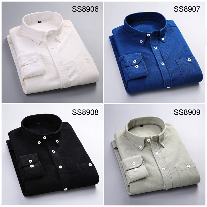 Corduroy Shirt For Men Quality Warm Autumn Winter Thick Regular Fit Daily Asian Size Fashion Simple Business Mens Casual Shirts 201120