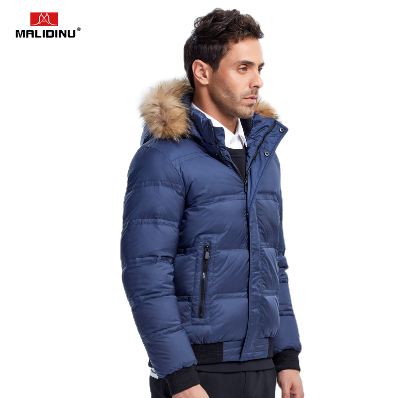 MALIDINU Men Down Jacket Winter Down Coat Thick Warm Winter Jacket Men Real Raccoon Fur Duck Down Jackets Men Wear Coats 201128