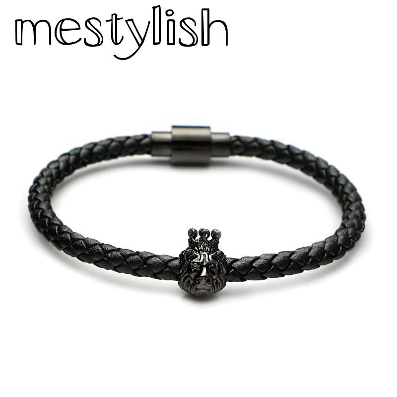 Charm Bracelets Mestylish Lion Crown Bracelet Braided Genuine Leather King Stainless Steel Megnetic Clasp Men Bangles
Charm Bracelets Mestylish Lion Crown Bracelet Braided Genuine Leather King Stainless Steel Megnetic Clasp Men Bangles