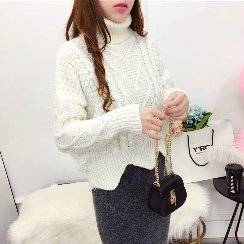 New Knitted Tops In Autumn Winter Korean Sweater Women Flat Knitted Turtleneck Pullovers Oversize Sweater 201221