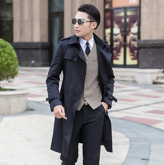 Black mens trench coats man double breasted business casual long coat men clothes slim fit overcoat long sleeve new designer 
Black mens trench coats man double breasted business casual long coat men clothes slim fit overcoat long sleeve new designer