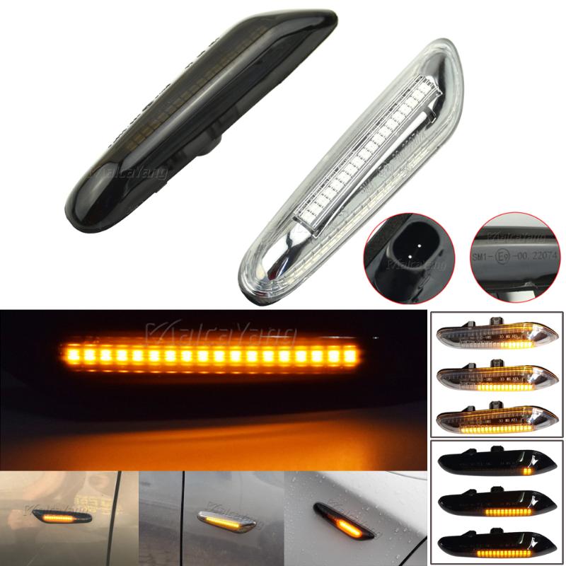 

2pcs Dynamic Flowing LED Turn Signal Side Marker Light Blinker For E46 E60 E61 E90 E91 E81 E87 E82 E88 E83 E84 E92 E93 X3 X1, As pic
