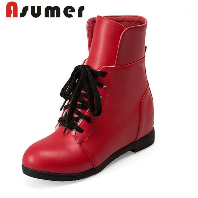 ASUMER 2020 HOT SALE round toe solid ankle boots for women lace up fashion boots high quality daily simple autumn winter1, Red with fur
ASUMER 2020 HOT SALE round toe solid ankle boots for women lace up fashion boots high quality daily simple autumn winter1, Red with fur