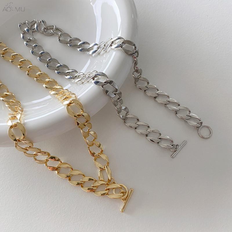 AOMU 2020 Korea Fashion Tmperament Necklace Metal Punk Chain OT Buckle Clavicle Chain for Women New Jewelry Party Gifts
AOMU 2020 Korea Fashion Tmperament Necklace Metal Punk Chain OT Buckle Clavicle Chain for Women New Jewelry Party Gifts